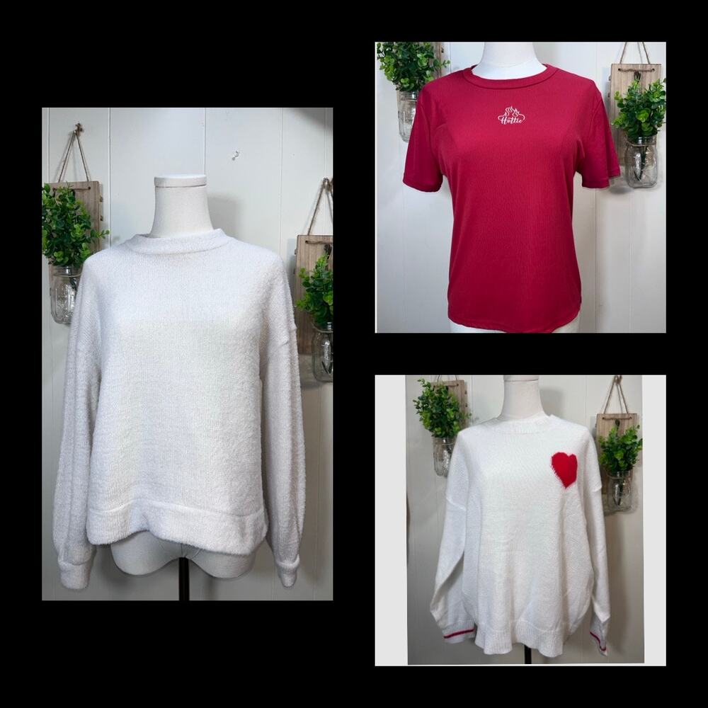 3 piece lot Old Navy Sweater Generic Heart Sweater No Comment Red Hottie T XL